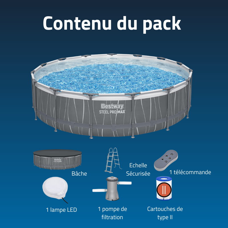 Piscine Tubulaire Ronde Bestway Steel Pro Max 457x107 LED