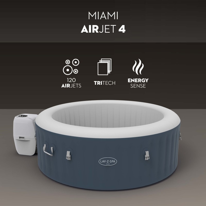 Spa gonflable rond Lay-Z-Spa Miami AirJet™ 2-4 personnes Spa gonflable rond Lay-Z-Spa Miami AirJet™ 2-4 personnes