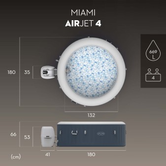Spa gonflable rond Lay-Z-Spa Miami AirJet™ 2-4 personnes Spa gonflable rond Lay-Z-Spa Miami AirJet™ 2-4 personnes