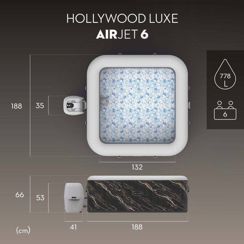 Spa gonflable rond Lay-Z-Spa Hollywood Luxe AirJet™ 4-6 personnes Spa gonflable rond Lay-Z-Spa Hollywood Luxe AirJet™ 4-6 personnes