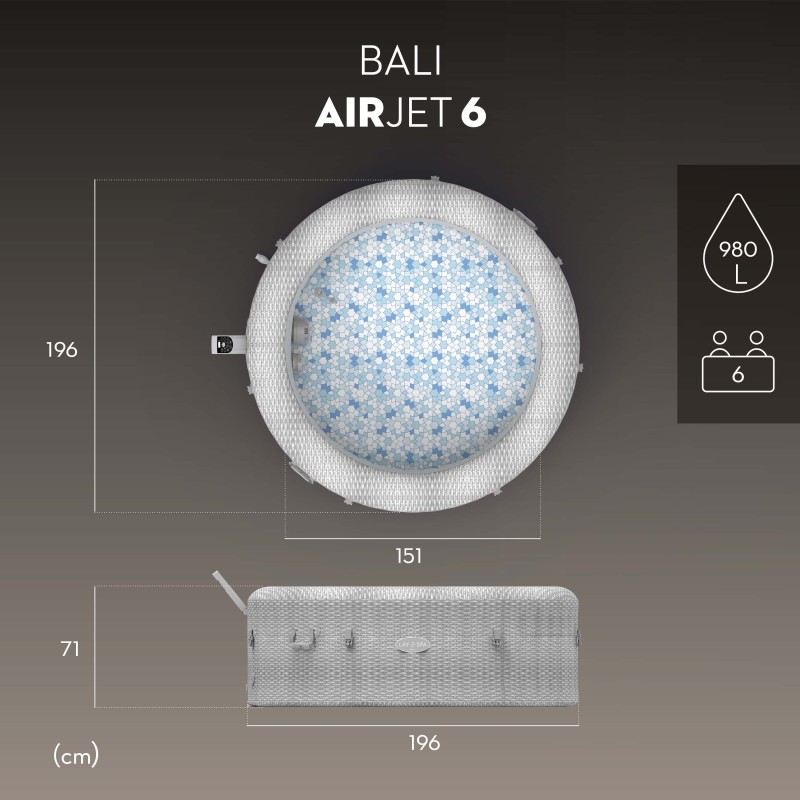 Spa gonflable rond Lay-Z-Spa Bali Smart AirJet 4-6 personnes appli