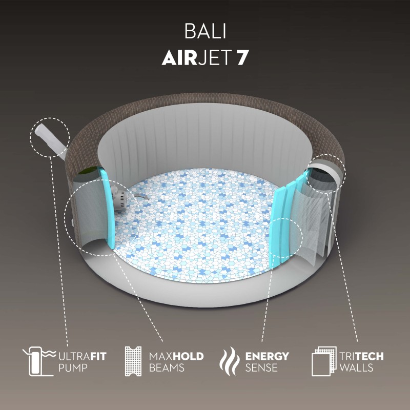 Spa gonflable rond Lay-Z-Spa Bali Smart AirJet™ 5-7 personnes éco-énergétique avec contrôle par appli