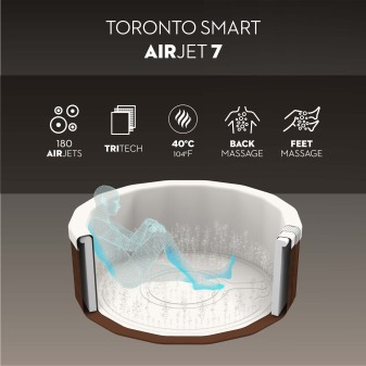 Spa gonflable rond Lay-Z-Spa Toronto Smart AirJet™ 5-7 personnes écoénergétique contrôle appli