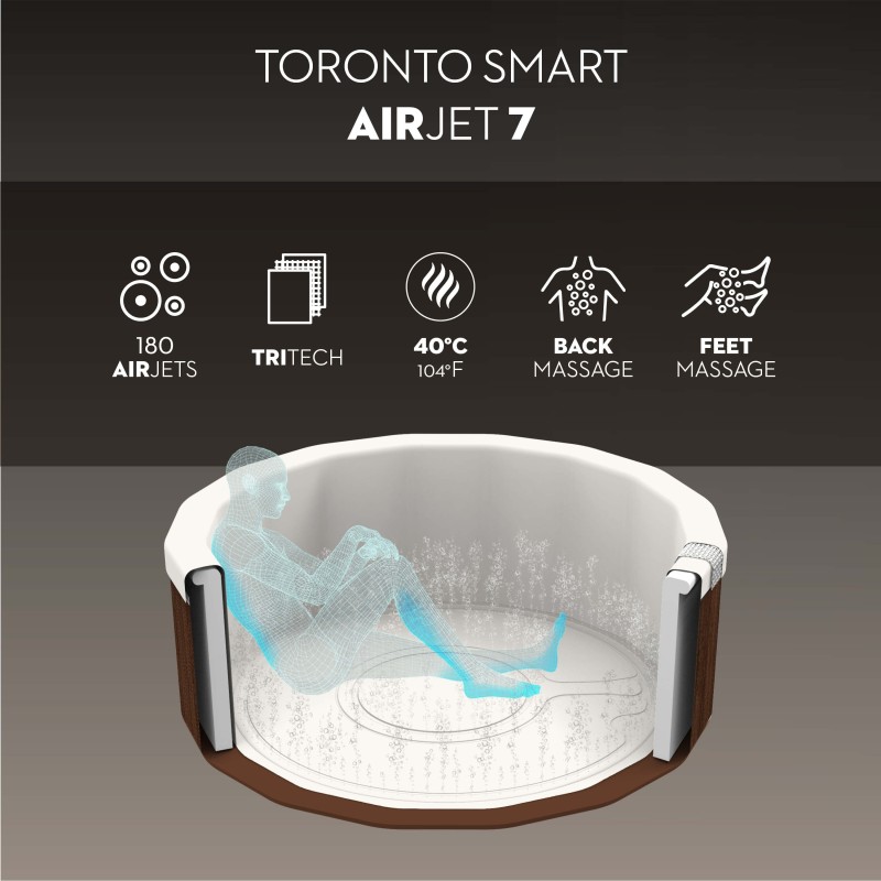 Spa gonflable rond Lay-Z-Spa Toronto Smart AirJet 5-7 personnes écoénergétique WIFI Bestway