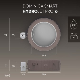 Spa gonflable rond Lay-Z-Spa Dominica HydroJet™ 4-6 personnes pilotage appli Spa gonflable rond Lay-Z-Spa Dominica HydroJet™ 4-6 personnes pilotage appli