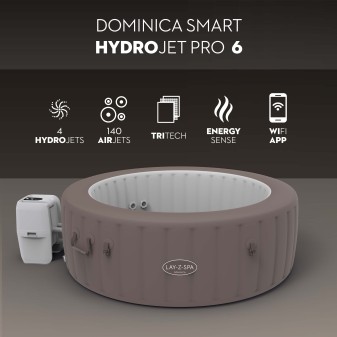 Spa gonflable rond Lay-Z-Spa Dominica HydroJet™ 4-6 personnes pilotage appli Spa gonflable rond Lay-Z-Spa Dominica HydroJet™ 4-6 personnes pilotage appli