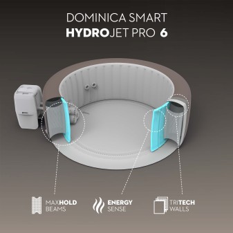 Spa gonflable rond Lay-Z-Spa Dominica HydroJet™ 4-6 personnes pilotage appli Spa gonflable rond Lay-Z-Spa Dominica HydroJet™ 4-6 personnes pilotage appli