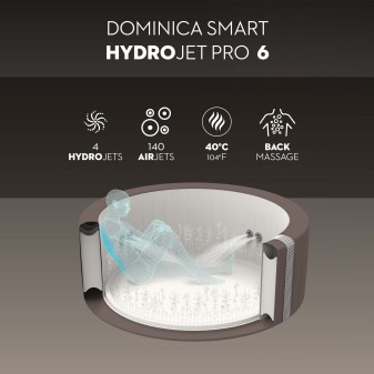 Spa gonflable rond Lay-Z-Spa Dominica HydroJet™ 4-6 personnes pilotage appli Spa gonflable rond Lay-Z-Spa Dominica HydroJet™ 4-6 personnes pilotage appli