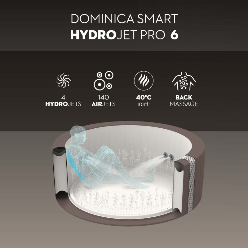 Spa gonflable rond Lay-Z-Spa Dominica HydroJet™ 4-6 personnes pilotage appli Spa gonflable rond Lay-Z-Spa Dominica HydroJet™ 4-6 personnes pilotage appli