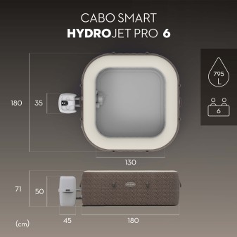 Spa gonflable rond Lay-Z-Spa Cabo HydroJet™ 4-6 personnes contrôle par appli Bestway Spa gonflable rond Lay-Z-Spa Cabo HydroJet™ 4-6 personnes contrôle par appli Bestway