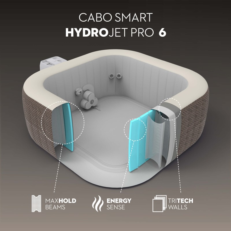 Spa gonflable rond Lay-Z-Spa Cabo HydroJet™ 4-6 personnes contrôle par appli Bestway Spa gonflable rond Lay-Z-Spa Cabo HydroJet™ 4-6 personnes contrôle par appli Bestway