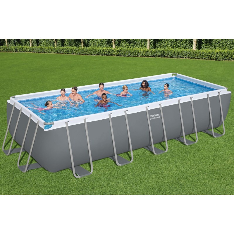Piscine Tubulaire Rect. Bestway Steel Pro Max 640x274 Grise