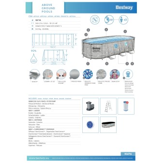 Piscine hors sol ovale Power Steel Swim Vista pierres 549x274x122cm