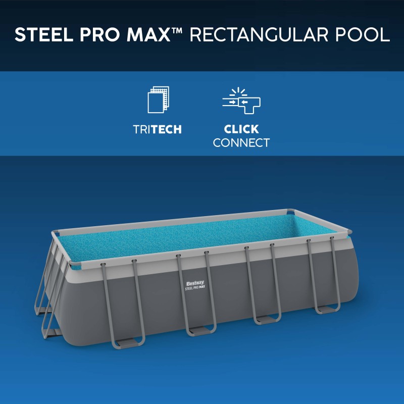 Piscine Tubulaire Rect. Bestway Power Steel 549x274 Grise Piscine Tubulaire Rect. Bestway Power Steel 549x274 Grise