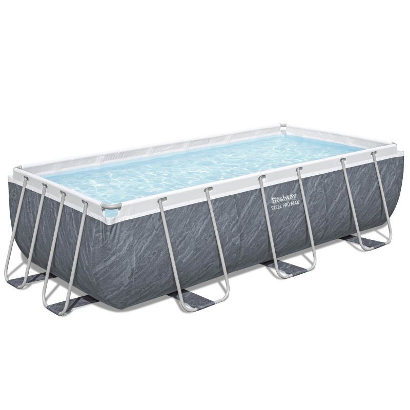 Piscine Tubulaire Rect. Bestway Steel Pro Max 404x201 Marbre