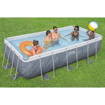 Piscine Tubulaire Rect. Bestway Steel Pro Max 404x201 Marbre