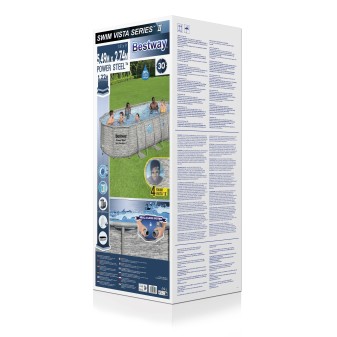 Piscine hors sol ovale Power Steel Swim Vista pierres 549x274x122cm