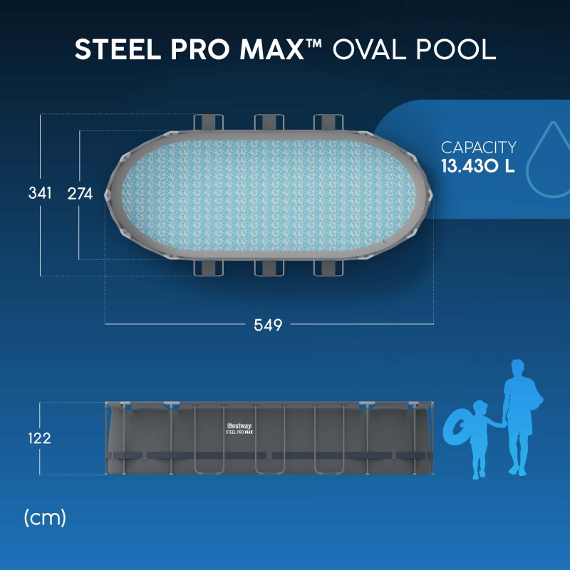 Piscine Tubulaire Ovale Bestway Steel Pro Max 549x274 Grise