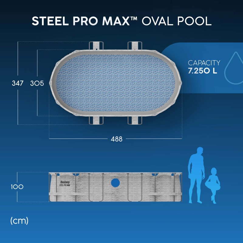 Piscine ovale Steel Pro MAX™  Splashview™ 427x250x100 cm – Bestway