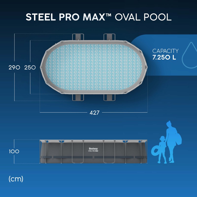 Piscine Tubulaire Ovale Bestway Steel Pro Max 427x250 Grise