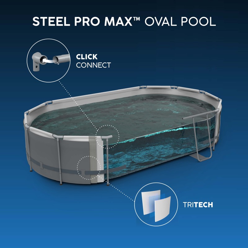 Piscine Tubulaire Ovale Bestway Steel Pro Max 427x250 Grise