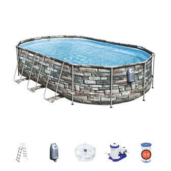 Piscine hors sol ovale Power Steel Comfort Jet 610 x 366 x 122 cm
