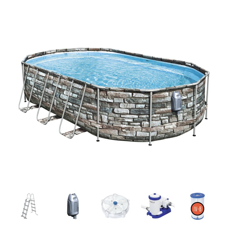 Piscine hors sol ovale Power Steel Comfort Jet 610 x 366 x 122 cm