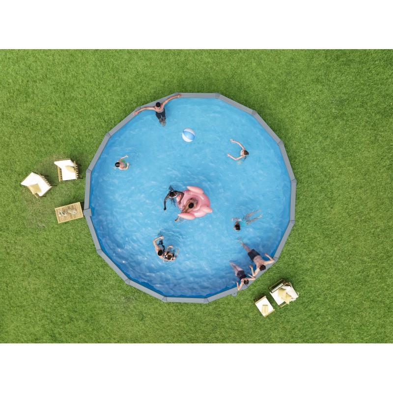 Piscine Acier Ovale Bestway Hydrium 732x366 Gris Foncé