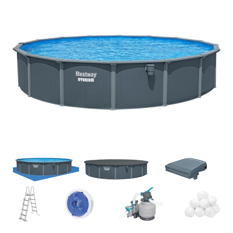 Piscine Acier Ovale Bestway Hydrium 732x366 Gris Foncé