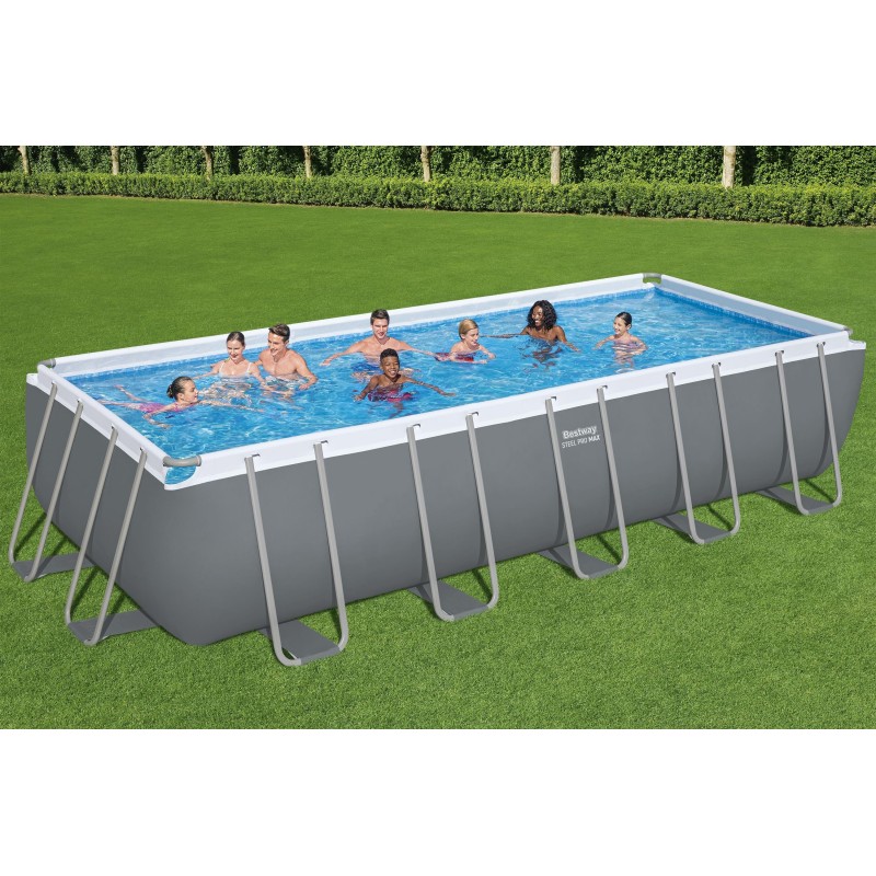 Piscine Tubulaire Rect. Bestway Steel Pro Max 640x274 Grise