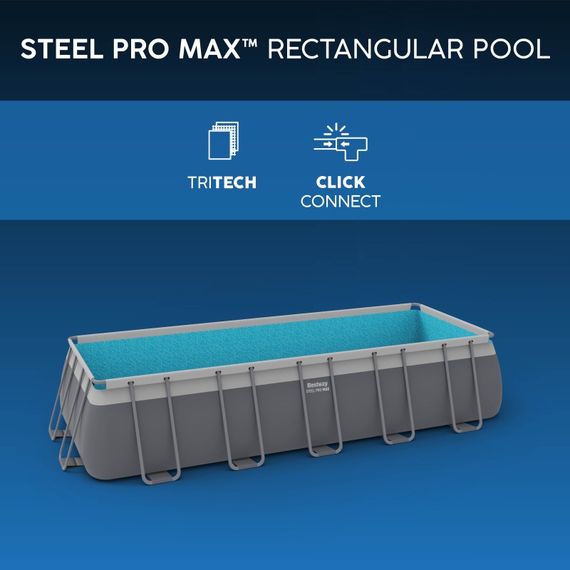 Piscine Tubulaire Rect. Bestway Steel Pro Max 640x274 Grise