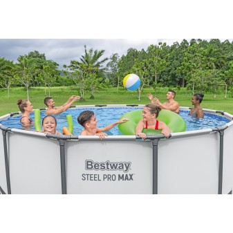 Piscine hors sol tubulaire ronde Bestway Steel Pro Max 427 x 122 cm gris clair