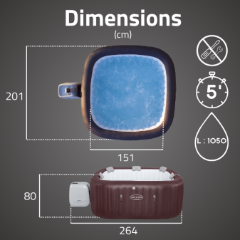 Spa gonflable carré Lay-Z-Spa Maldives Hydrojet Pro 5-7 personnes