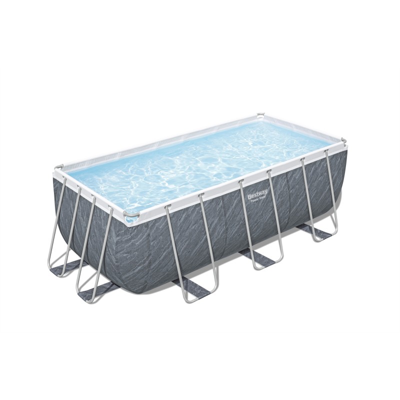 Piscine hors sol rectangle Power Steel 412 x 201 x 122 cm décor marbre