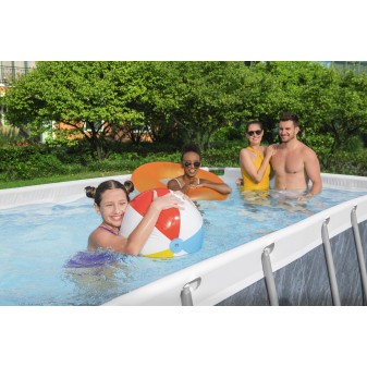 Piscine hors sol rectangle Power Steel 412 x 201 x 122 cm décor marbre