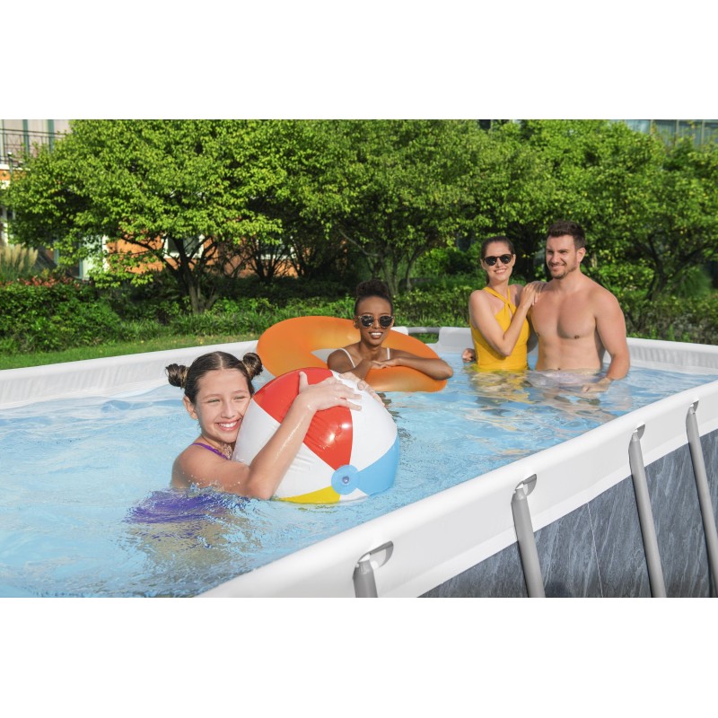 Piscine hors sol rectangle Power Steel 412 x 201 x 122 cm décor marbre