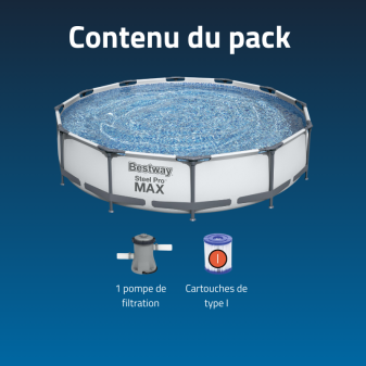 Piscine Tubulaire Ronde Bestway Steel Pro Max 366x76 Grise