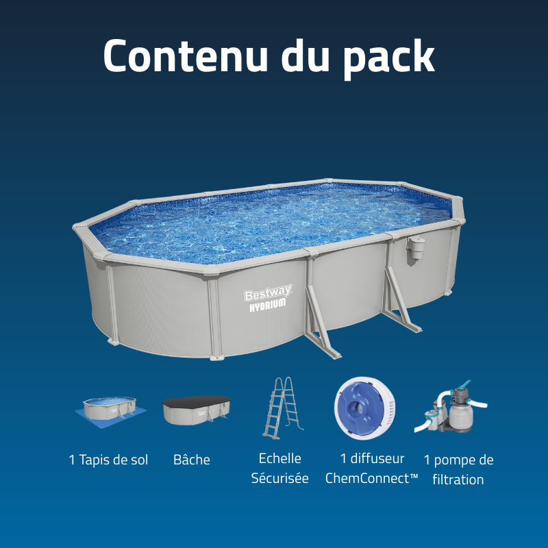 Piscine Acier Ovale Bestway Hydrium 610x366 Gris Clair Piscine Acier Ovale Bestway Hydrium 610x366 Gris Clair