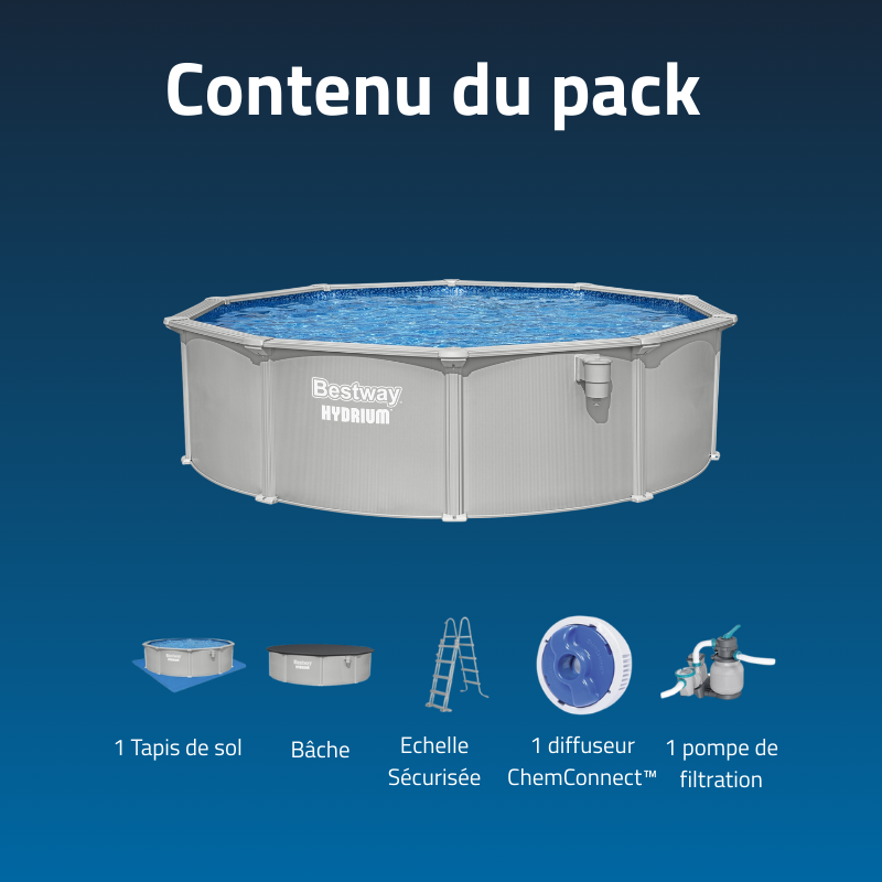 Piscine acier hors sol ronde Hydrium 460 x 120 cm