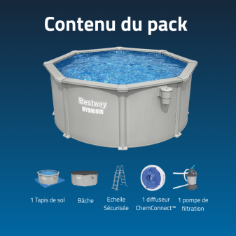 Piscine Acier Ronde Bestway Hydrium 300x120 Gris Clair