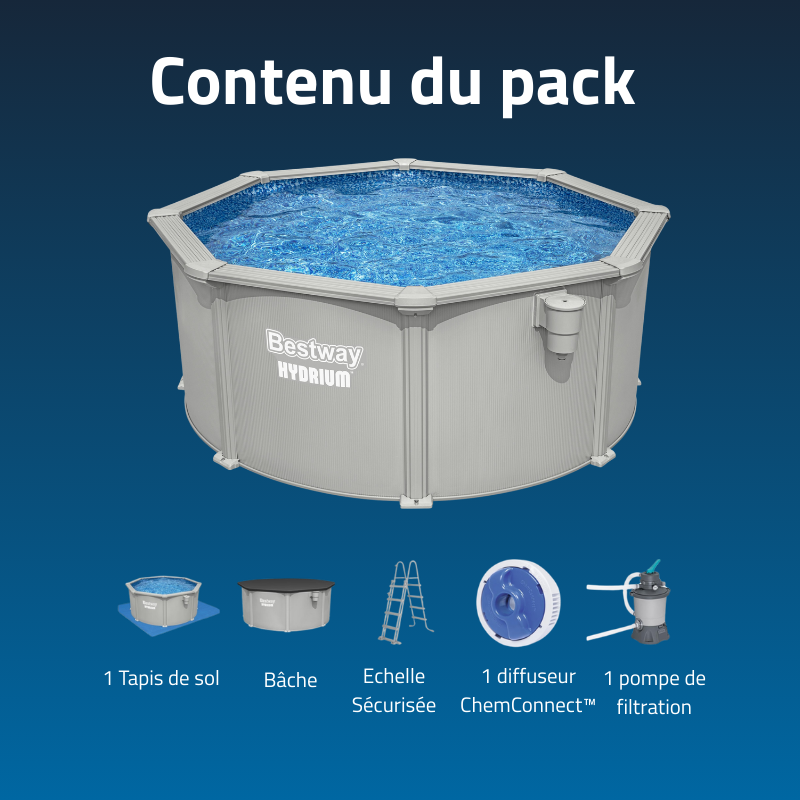 Piscine Acier Ronde Bestway Hydrium 305x122 Gris Clair