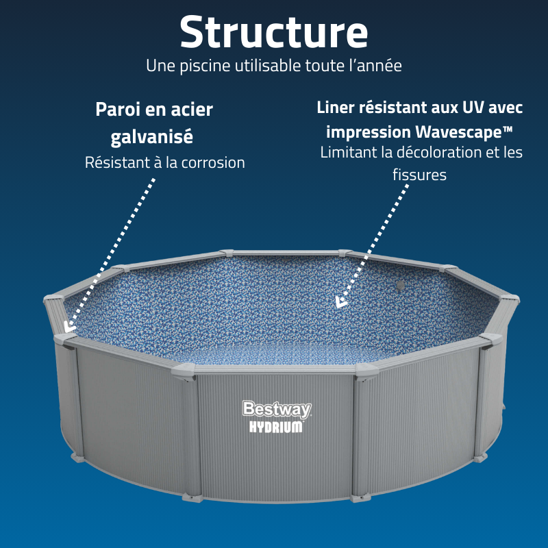 Piscine Acier Ronde Bestway Hydrium 457x122 Gris Clair