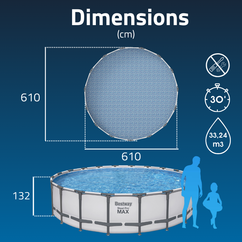 Piscine hors sol ronde Steel Pro Max 610 x 132 cm