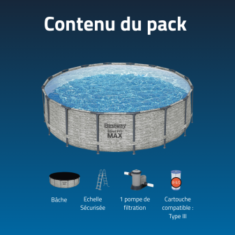 Piscine Tubulaire Ronde Bestway Steel Pro Max 488x122 Pierres