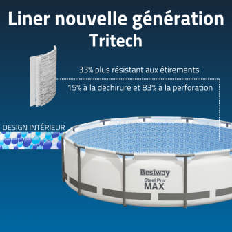Piscine hors sol ronde Steel Pro Max 488 x 122 cm décor pierres