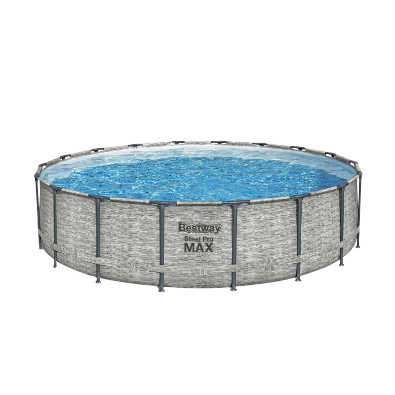 Piscine hors sol ronde Steel Pro Max 549 x 122 cm décor pierres