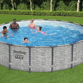 Piscine hors sol ronde Steel Pro Max 549 x 122 cm décor pierres