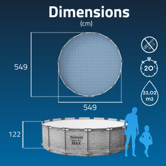 Piscine hors sol ronde Steel Pro Max 549 x 122 cm décor pierres