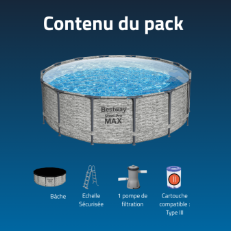 Piscine Tubulaire Ronde Bestway Steel Pro Max 427x122 Pierres