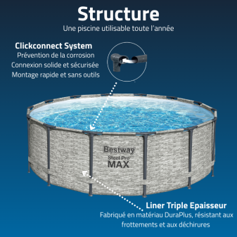 Piscine Tubulaire Ronde Bestway Steel Pro Max 427x122 Pierres